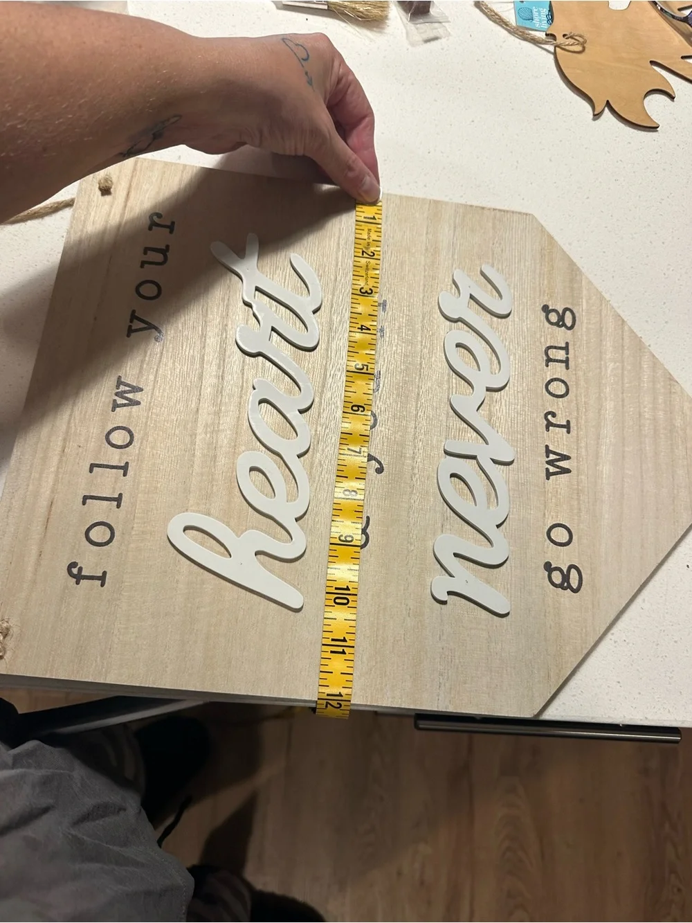NWT Wooden 'Follow Your Heart' Wall Sign - White Script